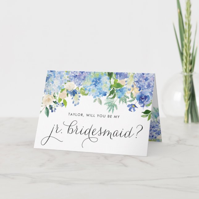 Blå Hydrangeas kommer du att bli min Junior Brides Kort (Framsida)