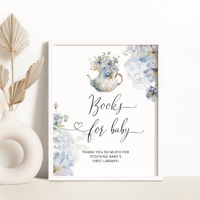 Blå Hydrangeas tepot Bokar för baby Poster (Skapare uppladdad)