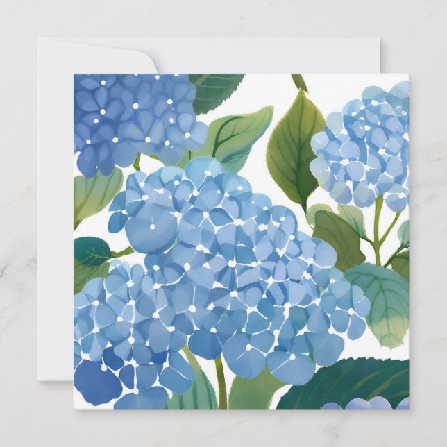 Blå Hydrangeas | Vacker Blomsterbuske Kort (Framsida)
