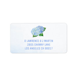 Blå Hydrangeas vattenfärg Adressetikett