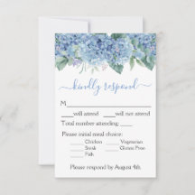 Blå Hydrangeas Vattenfärg Blommig Bröllop