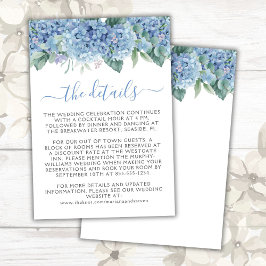 Blå Hydrangeas Vattenfärg Blommig Bröllop Tilläggskort