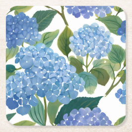 Blå Hydrangeas Vattenfärg Blommor Underlägg Papper Kvadrat