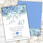 Blå Hydrangeas Vattenfärgad Blommigt 40: e födelse Inbjudningar<br><div class="desc">Blått periwinkle hydrangeas vattencolor blommigt 40 födelsedagsinbjudningar. Anpassa namn,  data och information.</div>