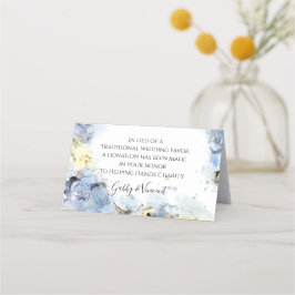 Blå Hydrangeas Watercolor Bröllop Charity Favorite Placeringskort