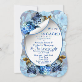 Blå Hydrangeas Watercolor Flowers Förlovning Inbjudningar