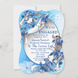 Blå Hydrangeas Watercolor Flowers Förlovning Inbjudningar