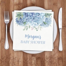 Blå Hydrangeor Blommig Pojke Babyfirande