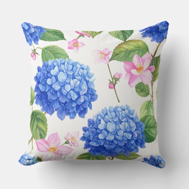 Blå Hydrangeor  Kudde (Framsida)