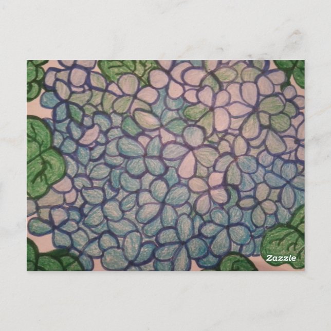 Blå Hydrangeus 1 Vykort (Baksida)