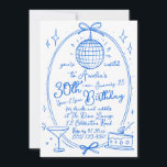 Blå i vilken ålder som helst 30års födelsedag Disc Inbjudningar<br><div class="desc">Gratulera till din speciella dag med denna pulserande inbjudan till anpassningsbar 30års födelsedag med en handdragen disco boll-design. Perfekt för en natt med drycker och ädelstenar, denna inbjudan anger tonen för ett oförglömligt party. Anpassa med din händelseinformation för att skapa en unik inbjudan till snyggten som gästerna kommer att skicka...</div>