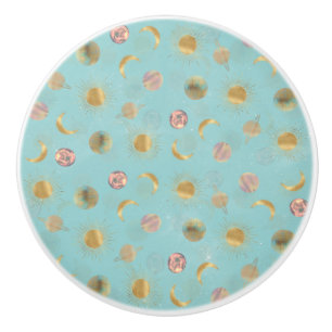 Blå illustration av planeterna guld i Måne Knopp