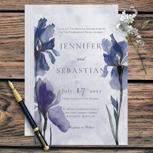 Blå inbjudan till Blue Iris Flowers Blue Modern br