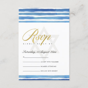 BLÅ INDIANSTRIMMOR STJÄRN BAR BAT MITZVAH RSVP TILLÄGGSKORT
