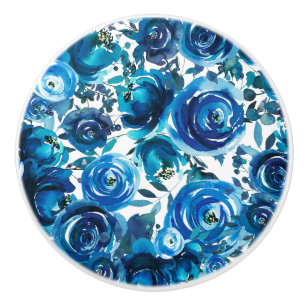 Blå Indigo Blommiga Blommor Elegant Shabby Chic Knopp