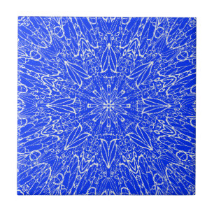 Blå indigo vit geometrisk stjärnhjulsdesign kakelplatta