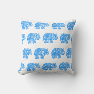 Blå indisk elefant kastkudde kudde