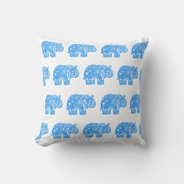 Blå indisk elefant kastkudde kudde (Framsida)