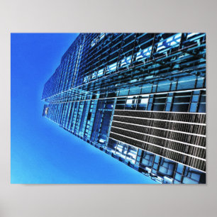 Blå industriellt Byggnad A4 Poster