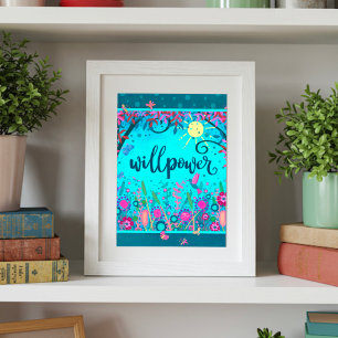 Blå inspirationskälla för Roligt av Willpower-Snyg Poster