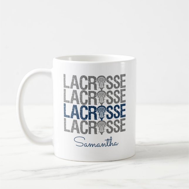 Blå, intensifierad Lacrosse Ord Kaffemugg (Vänster)