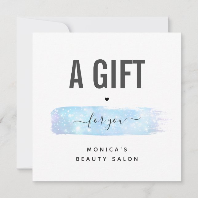 Blå irdescent Push Stroke Logotyp Beauty Makeup (Framsida)