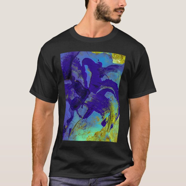 Blå Iris Abstrakt T Shirt (Framsida)