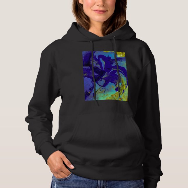Blå Iris Abstrakt T Shirt (Framsida)