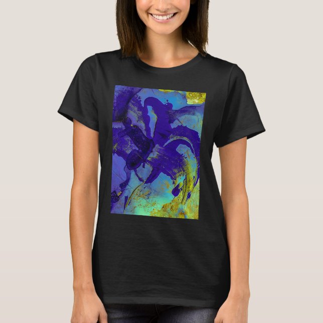 Blå Iris Abstrakt T Shirt (Framsida)