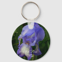 Blå Iris Blomma Makro Konst: Akryl Nyckelring