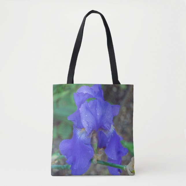 Blå iris-blomma Tote Bag Tygkasse (Framsida)