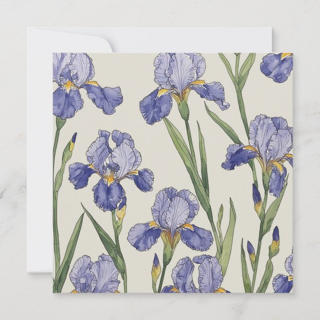 Blå Iris Blommor Inbjudningar (Framsida)