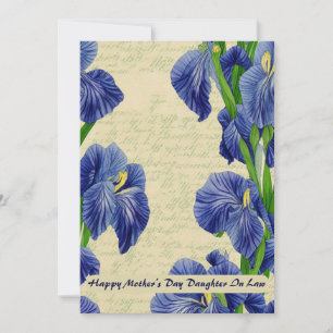 Blå iris-blommor Lycklig Mor-dagen Meddelande
