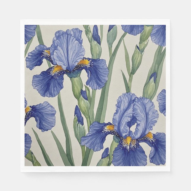 Blå Iris-blommor Pappersservett (Framsidan)
