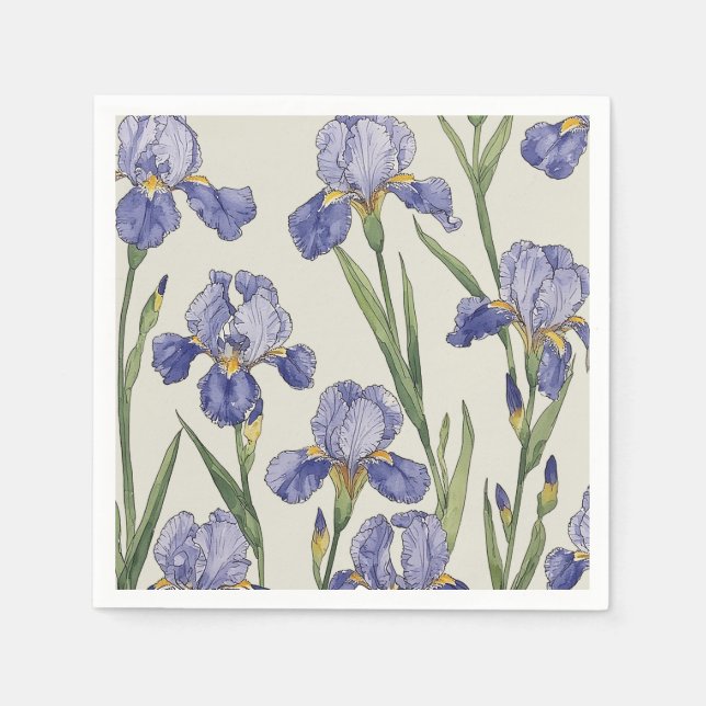 Blå Iris Blommor Pappersservett (Framsidan)