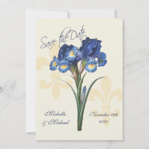 Blå Iris Fleur de Lis Spara datumet