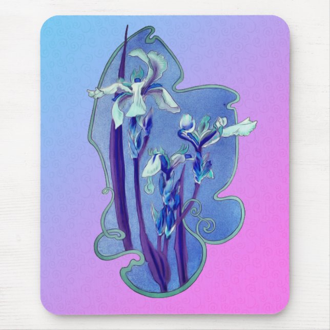 Blå Iris Flower Art Musmatta (Framsidan)