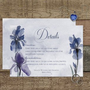 Blå Iris Flowers Blue Modern Details Bröllop Tilläggskort