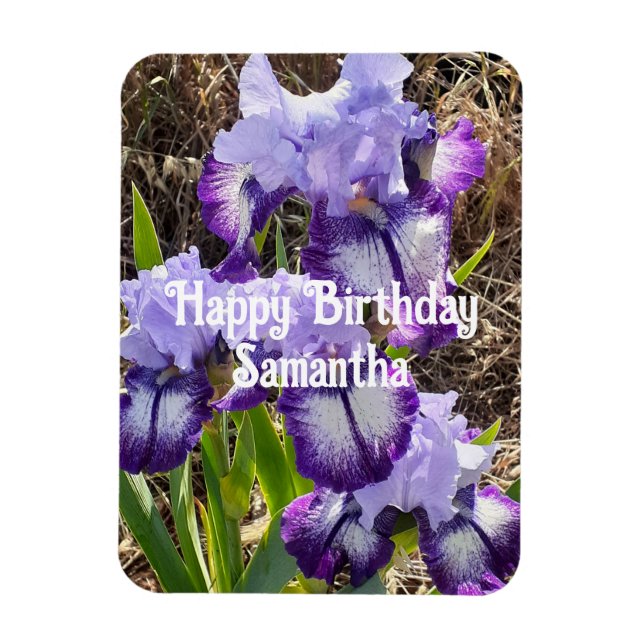 Blå iris Irises Blommblommor Blommigt Födelsedag Magnet (Vertikal)