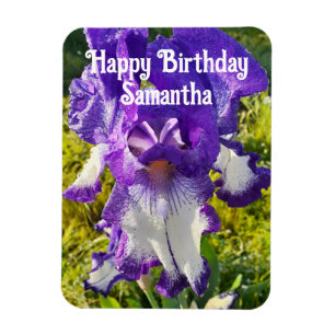 Blå iris Irises Blommblommor Blommigt Födelsedag Magnet