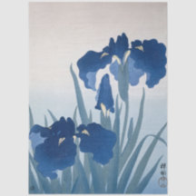 Blå Iris Målning av Ohara Koson Decoupage
