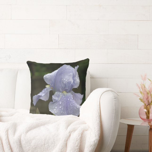 Blå Iris med Regndroppar Reversibel Kuddvar Kudde (Soffa)