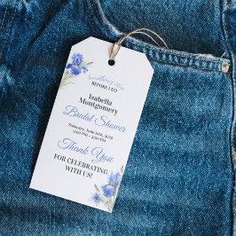 Blå Iris Något Blått Bröllopsfest Tack Presentetikett