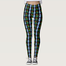 Blå iris och gula och röda tulpaner leggings