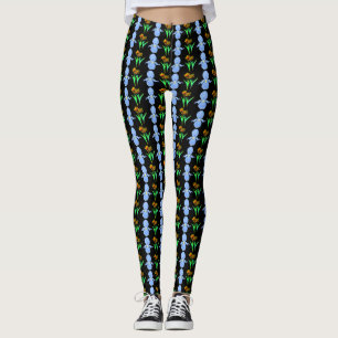 Blå iris och gula och röda tulpaner leggings