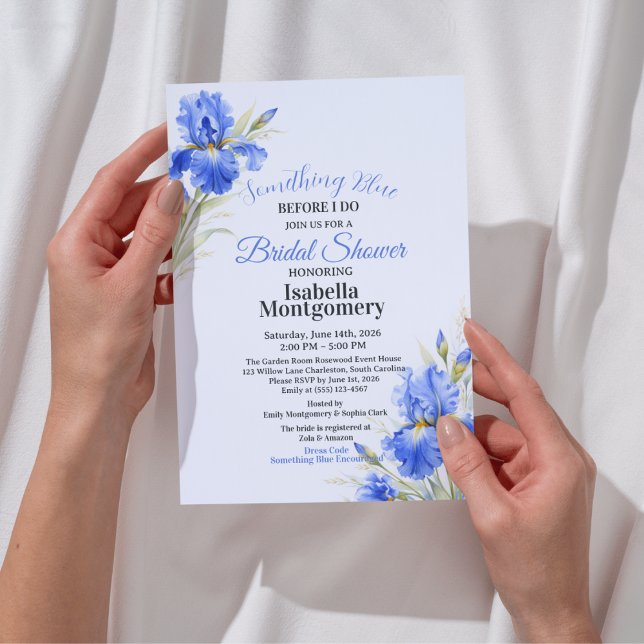 Blå Iris Something Blue Before I Do Bröllopsdusch Inbjudningar (Blue Iris Something Blue Before I Do Bridal Shower Invitation
)