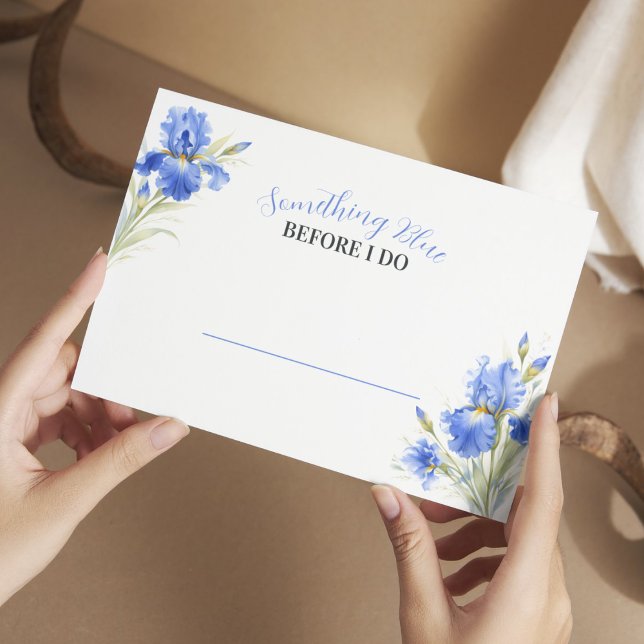 Blå Iris Something Blue Bröllopsdusch Platskort (Blue Iris Something Blue Bridal Shower Place Cards
)