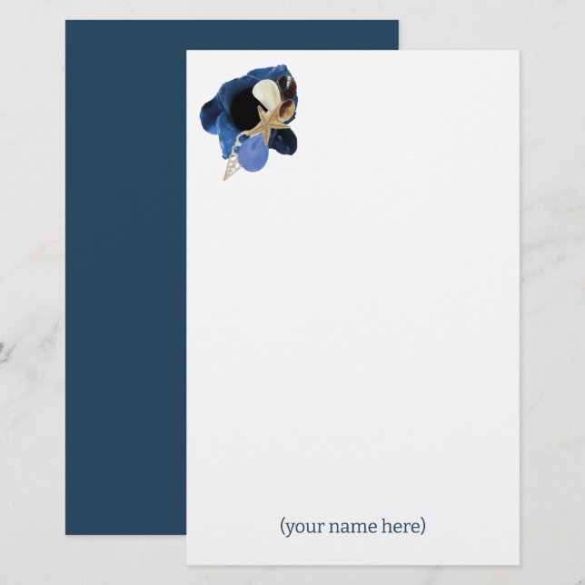 Blå irisblomma kust Japandi brevpapper (Fram/baksida)