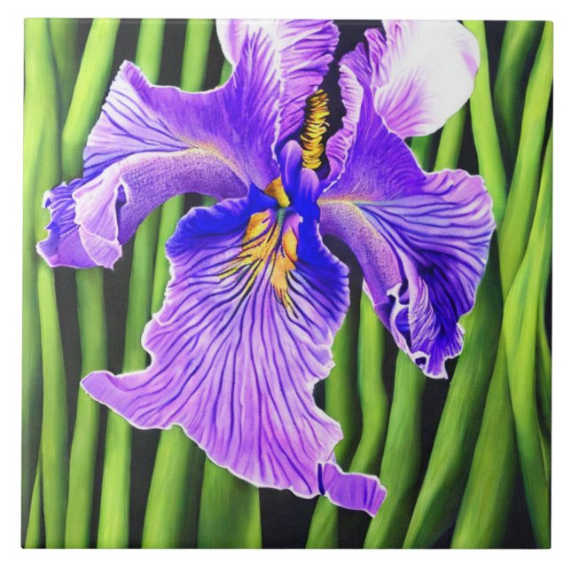 Blå irisdekorativa keramiska plattor kakelplatta (Framsidan)