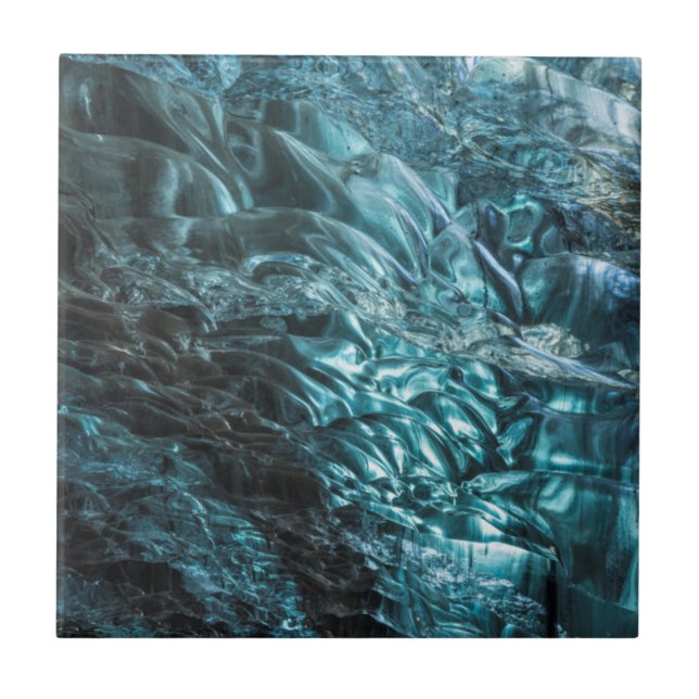 Blå is från en isgrotta, Island Kakelplatta (Framsidan)